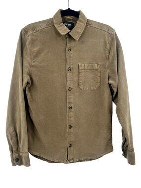DU/ER Men's Drab Green Soft Stretch Button Down Shirt Medium